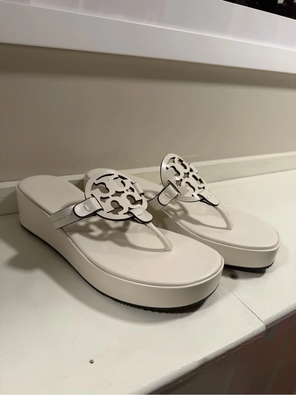 Tory Burch White Miller Platform Sandals